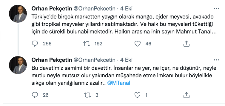 Diriliş Postası Genel Müdürü: Türkiye'de halk tükettiği için mango, ejder meyvesi daima bulanabilmekte, halkın ortasına inin Mahmut Tanal