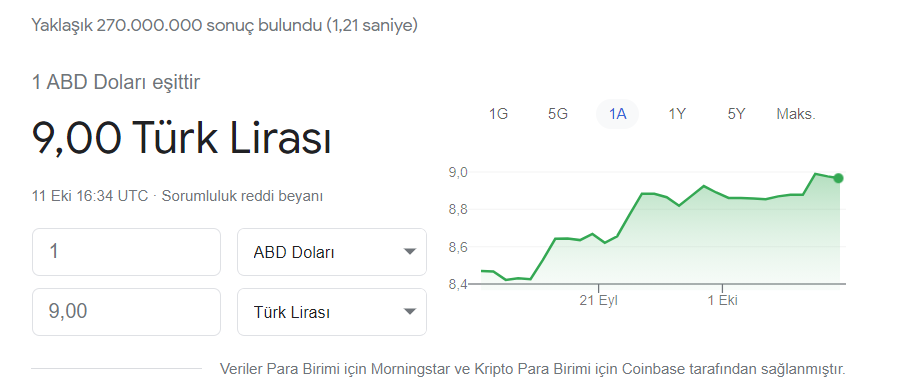 Dolar, 9 TL'yi gördü