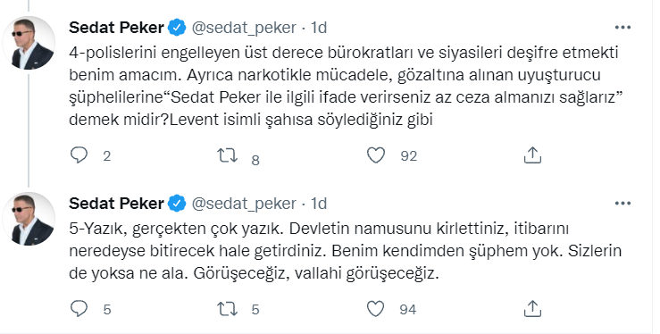 Sedat Peker'den 'kokain' çıkışı: Bu iddiayı en başından beri gündeme getiren ben olduğum için bir şeyler söyleme gereği hissettim