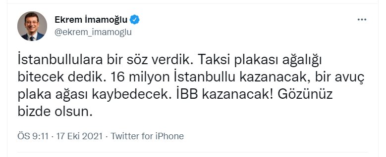 İmamoğlu: 16 milyon İstanbullu kazanacak, bir avuç plaka ağası kaybedecek; gözünüz bizde olsun
