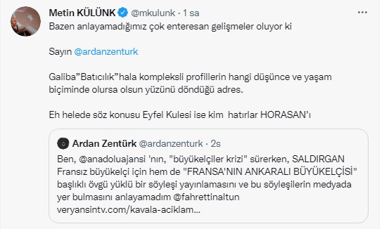 AKP'li Külünk'ten AA'nın Fransa Büyükelçisi röportajına reaksiyon: ‘Batıcılık’ hâlâ kompleksli profillerin yüzünü döndüğü adres