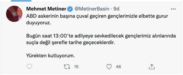 Eski AKP milletvekili Metiner’den TGB aksiyonuna takviye: ABD askerinin başına çuval geçiren gençlerimizle elbette gurur duyuyoruz