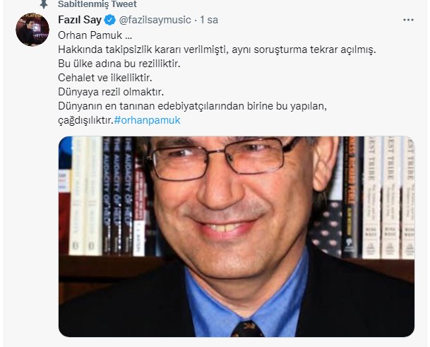 Fazıl Say'dan Orhan Pamuk'a soruşturma açılmasına reaksiyon: Bu ülke ismine bu rezillik, cehalet ve ilkelliktir