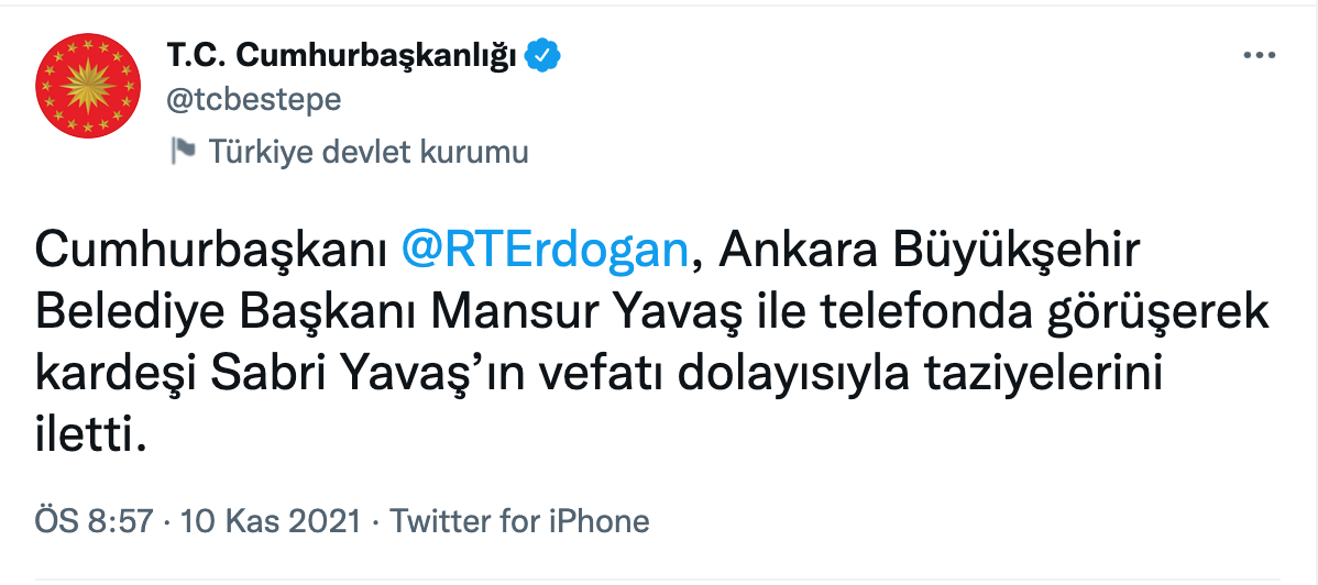 Erdoğan, Mansur Yavaş'ı arayarak başsağlığı diledi