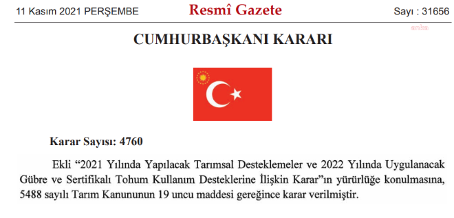 2021 yılında yapılacak tarım dayanakları açıklandı