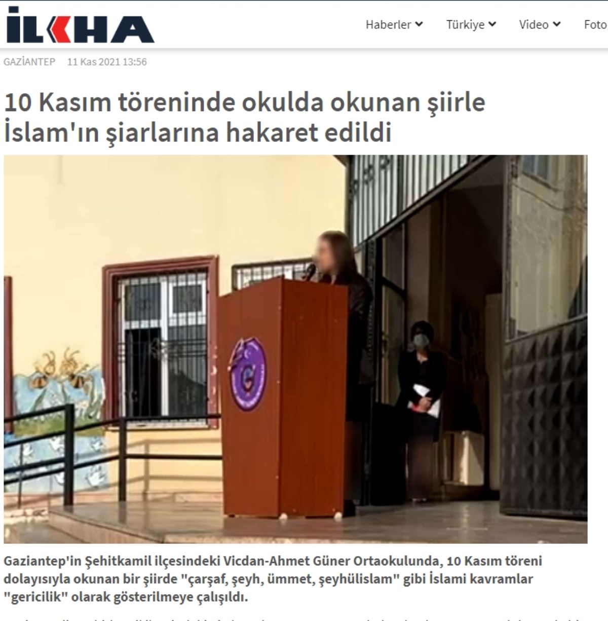Gaziantep Valiliği, 10 Kasım merasiminde okunan şiir hakkında dini pahaları aşağıladığı gerekçesiyle soruşturma başlattı