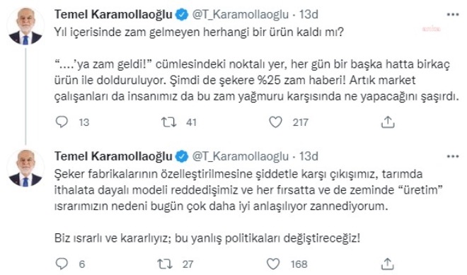 Karamollaoğlu: Şeker fabrikalarının özelleştirilmesine şiddetle karşı çıkışımızın nedeni bugün daha âlâ anlaşılıyor