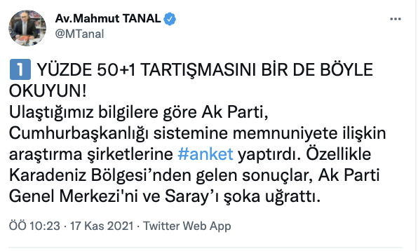 CHP'li Tanal: AKP, Cumhurbaşkanlığı sistemine ait anket yaptırdı, Karadeniz'den gelen sonuçlar partiyi ve Saray’ı şoka uğrattı