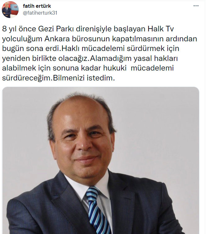 İşten çıkarılan Halk TV sunucusu Fatih Ertürk: Hukuksal çabamı sürdüreceğim
