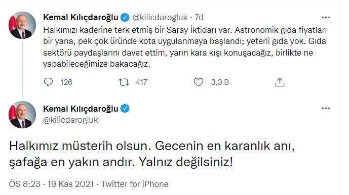 Kılıçdaroğlu: Halkımız müsterih olsun, gecenin en karanlık anı, şafağa en yakın andır; yalnız değilsiniz!