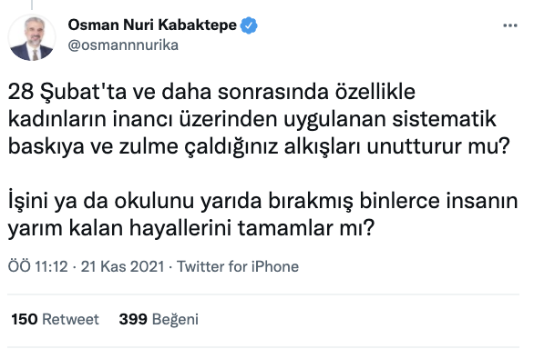 AKP'li Kabaktepe: Madem helallik istiyorlar, seçimden evvel "namus sözü" olarak verilen kelamları yerine getirsinler