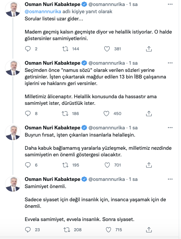 AKP'li Kabaktepe: Madem helallik istiyorlar, seçimden evvel "namus sözü" olarak verilen kelamları yerine getirsinler