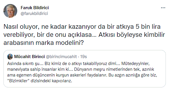 Medya Ombudsmanı Faruk Bildirici'den AKP'li Mücahit Birinci’ye: Atkısı böyleyse kim bilir arabasının marka modelini?