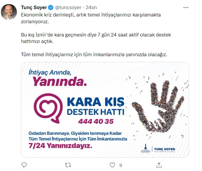 Tunç Soyer, Kara Kış Takviye Sınırı'nı duyurdu: Ekonomik kriz derinleşti; tüm imkanlarımızla yanınızda olacağız