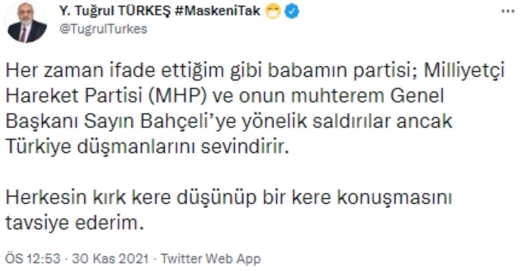 Tuğrul Türkeş’ten babasının anma etkinliğinde çıkan hengameye ait açıklama: Bahçeli’ye yönelik akınlar lakin Türkiye düşmanlarını sevindirir
