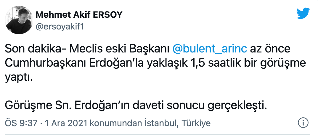 Bülent Arınç, Cumhurbaşkanı Erdoğan'la görüştü