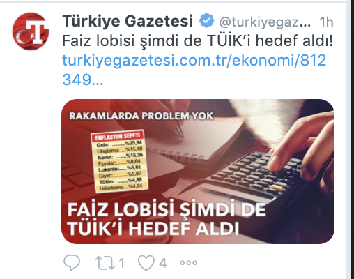 Türkiye gazetesi: Sayılarda sorun yok, faiz lobisi artık de TÜİK’i maksat aldı!