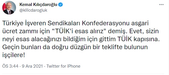 Kılıçdaroğlu'ndan "Bizim temel aldığımız TÜİK'tir" diyen TİSK'e: Geçin bunları da gerçek düzgün bir teklifte bulunun işçilere!