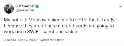 SWIFT kararı sonrası Rusya'da birtakım otellerden erken ödeme talebi; 'Kredi kartlarının çalışıp çalışmayacağı bilinmiyor'