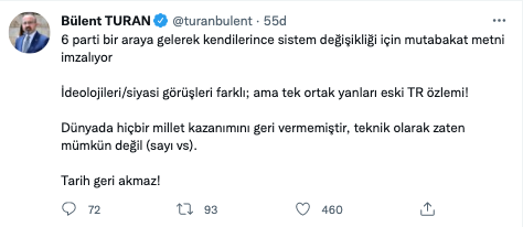 AKP'li Turan: Tek ortak yanları eski Türkiye hasreti
