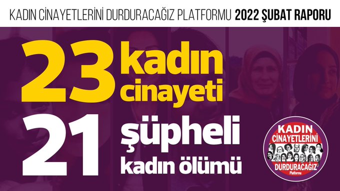 Bayan Cinayetlerini Durduracağız Platformu: Şubat ayında 23 bayan öldürüldü