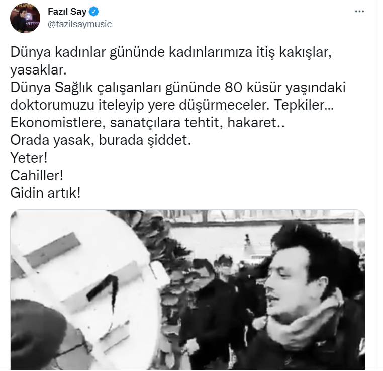 Fazıl Say'dan tabiplere yapılan müdahale üzerinden 'cahiller' reaksiyonu: Orada yasak, burada şiddet; kâfi gidin artık!