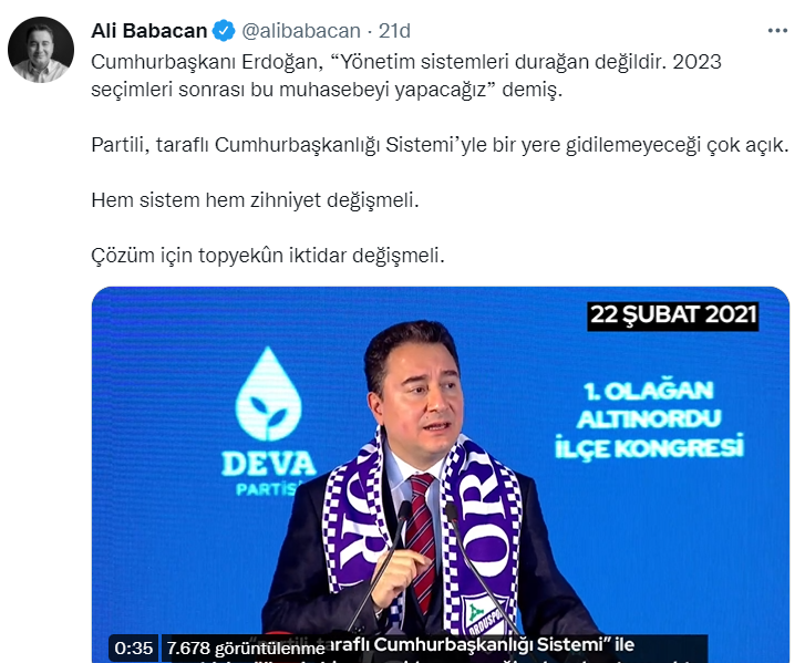 Babacan'dan Erdoğan'a 'Cumhurbaşkanlığı Sistemi’ karşılığı: Hem sistem hem zihniyet değişmeli