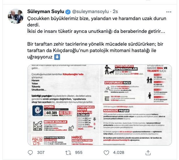 Bakan Soylu: Kılıçdaroğlu'nun patolojik mitomani hastalığı ile uğraşıyoruz