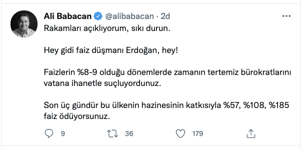 Babacan: Sayıları açıklıyorum sıkı durun, hey gidi faiz düşmanı Erdoğan, hey!