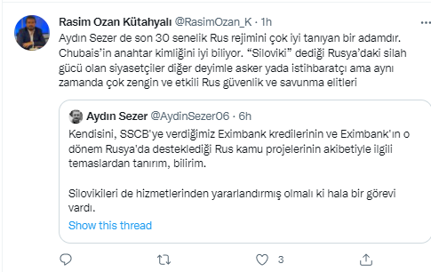 Rasim Ozan Kütahyalı, Putin'in eski temsilcisi Chubais'ın İstanbul'da olduğu argümanını yorumladı: Katiyetle MİT tarafından muhafaza altına alınmalı; tahminen de alınmıştır