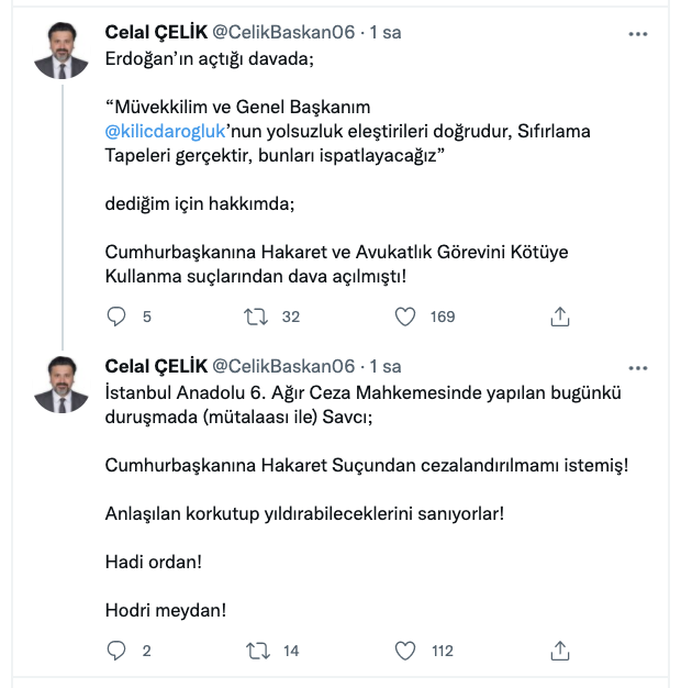Kılıçdaroğlu’nun avukatına 'Cumhurbaşkanı’na hakaretten' dava