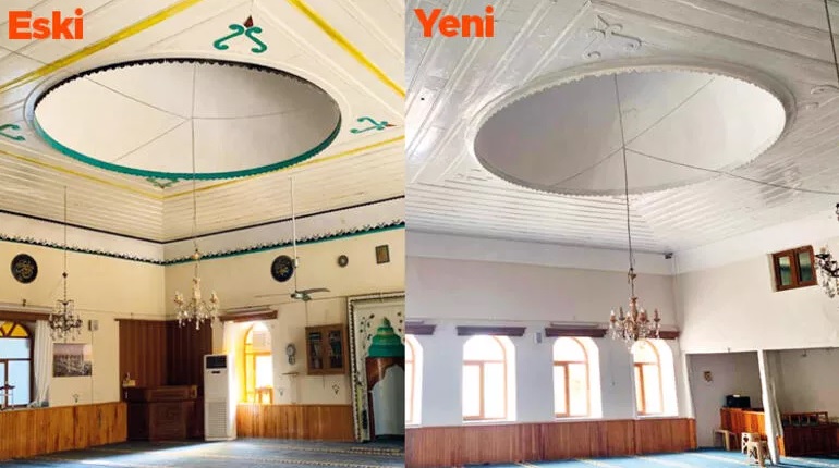Osmanlı devrine ilişkin Akçay Camisi’nde “tadilat” faciası: Şadırvan yıkıldı, el işlemelerinin üzeri yağlı boya ile boyandı, pencerelere PVC takıldı!