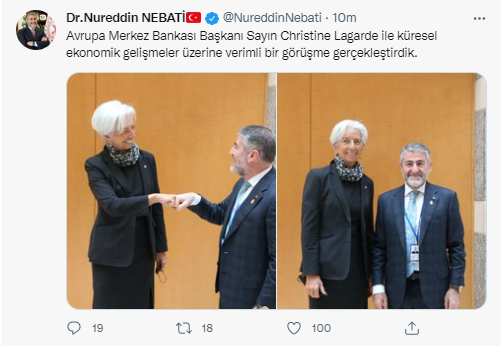 Bakan Nebati, Avrupa Merkez Bankası Lideri Legarde ile bir ortaya geldi