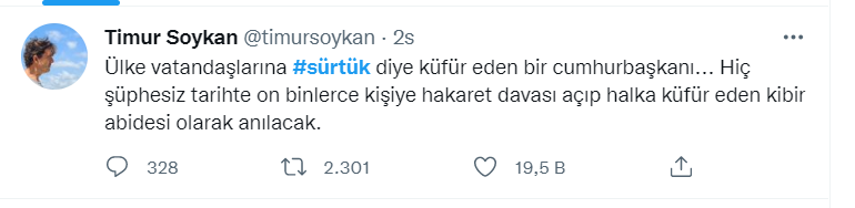 Erdoğan'ın 'sürtük' lafına sosyal medyada büyük tepki: "Milyonlarca yurttaşına 'sürtük' diyen birinden bir sonraki seçimde Cumhurbaşkanı olur mu?"