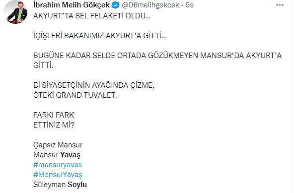Eski Ankara Büyükşehir Belediye Başkanı Melih Gökçek, fotoğrafı "Farkı fark ettiniz mi?" sorusuyla paylaştı.