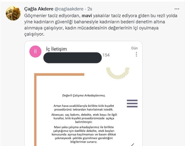 Kiğılı’nın çalışanlara 'dekolte ve etek boyu' uyarısına sosyal medyada tepki yağdı: Göçmenler taciz ediyordan, mavi yakalılar taciz ediyora giden rezil yol