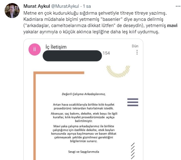Kiğılı’nın çalışanlara 'dekolte ve etek boyu' uyarısına sosyal medyada tepki yağdı: Göçmenler taciz ediyordan, mavi yakalılar taciz ediyora giden rezil yol