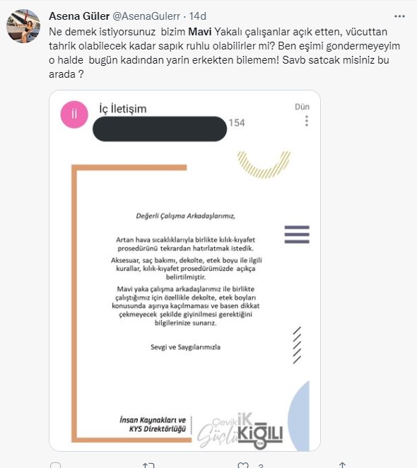 Kiğılı’nın çalışanlara 'dekolte ve etek boyu' uyarısına sosyal medyada tepki yağdı: Göçmenler taciz ediyordan, mavi yakalılar taciz ediyora giden rezil yol