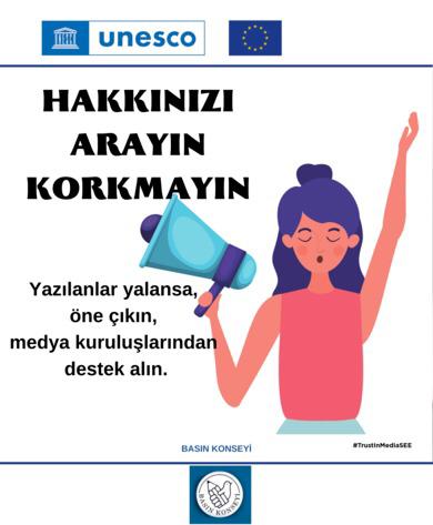 Basın Konseyleri, basın yasalarında ve etik kodlarında öngörülen gazetecilik etiği ve ilkelerini uygulayan ve bu kuralların medya kuruluşları tarafından olası ihlalleriyle ilgili şikâyetleri ele alan medya özdenetim organları olarak çalışıyor. Başlatılan kampanyaya Türkiye’nin yanı sıra, Sırbistan, Bosna Hersek, Arnavutluk, Kosova, Karadağ ve Kuzey Makedonya katılıyor.