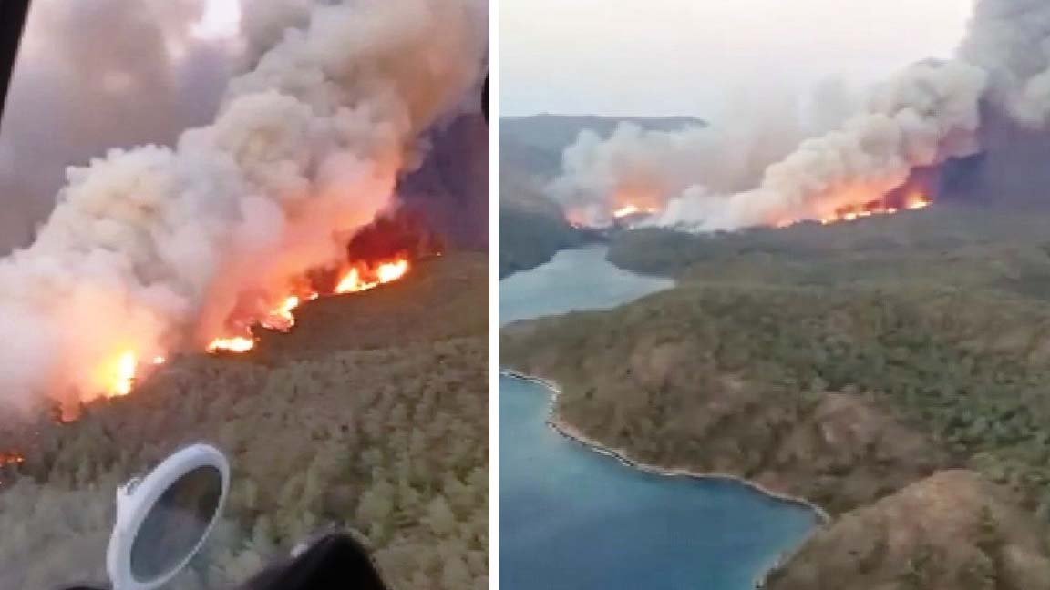 Marmaris'te orman yangını söndürülemedi; Belediye Başkanı Oktay'dan gece görüşlü helikopter çağrısı!