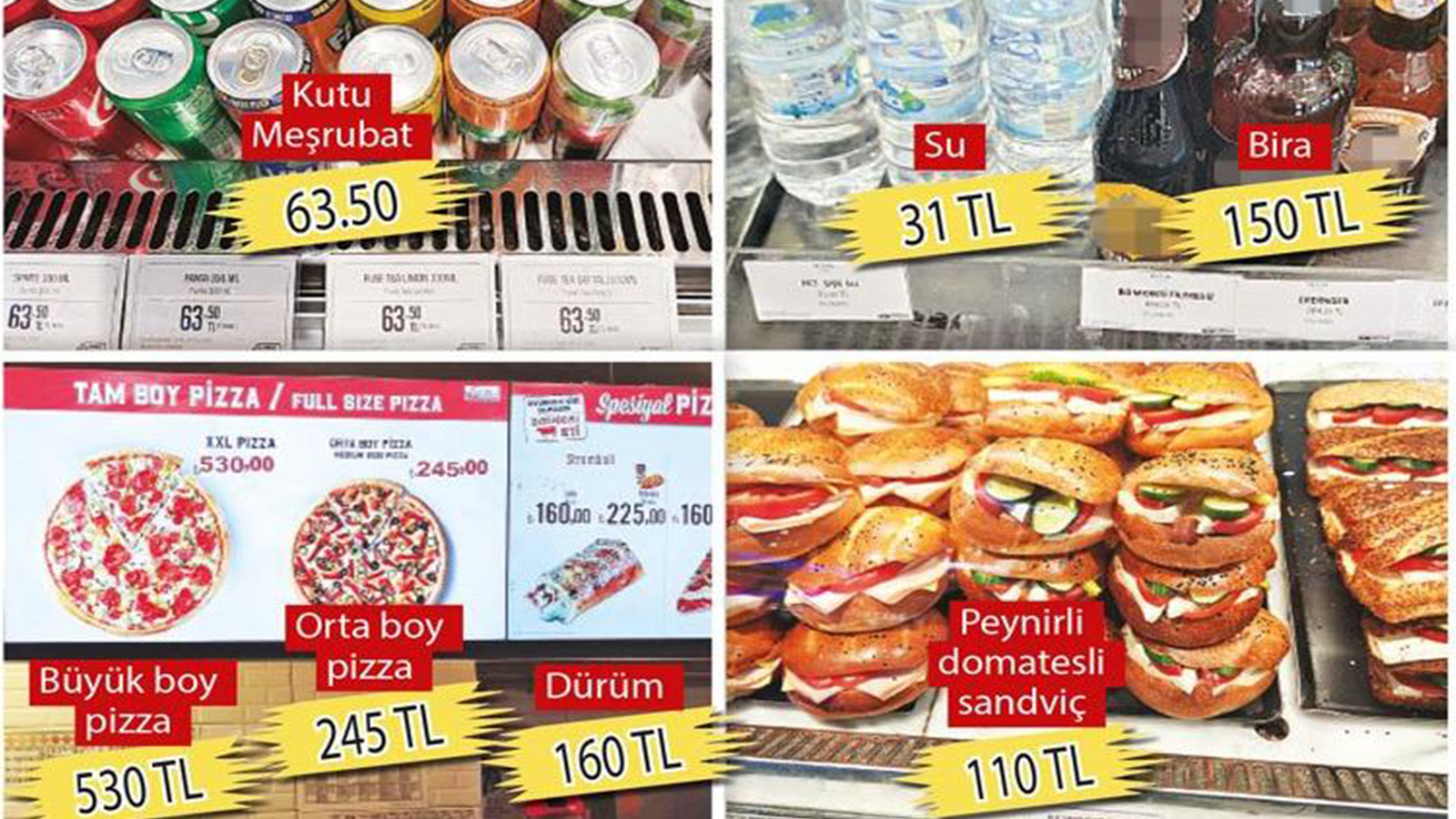Havalimanındaki yiyecek ve içecek fiyatları dudak uçuklattı: Su 31 lira, büyük boy pizza 530 lira