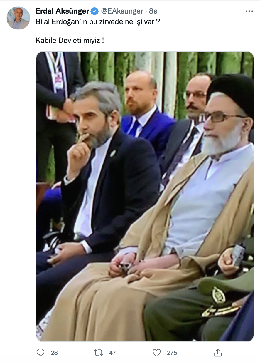 Bilal Erdoğan’ın Tahran heyetinde yer almasına tepki: “Hangi vasıfla, kabile devleti miyiz?"