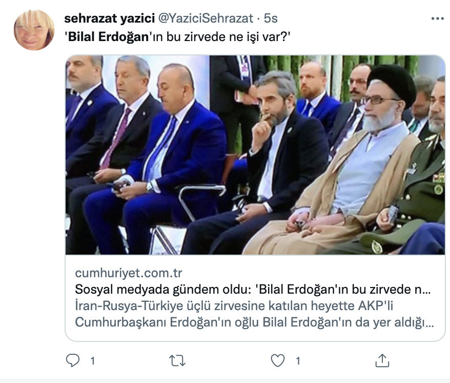 Bilal Erdoğan’ın Tahran heyetinde yer almasına tepki: “Hangi vasıfla, kabile devleti miyiz?"