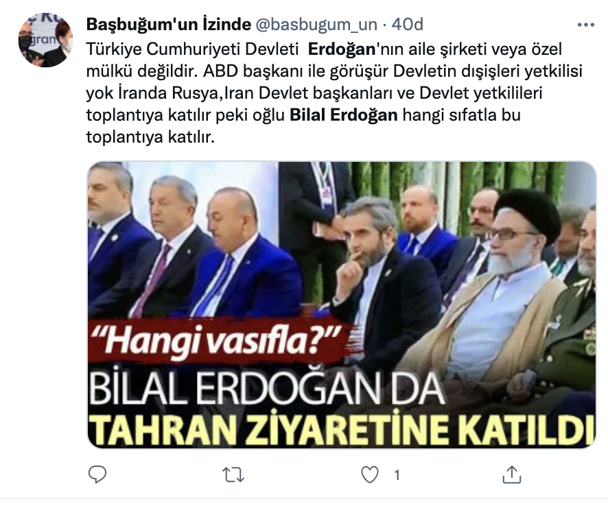 Bilal Erdoğan’ın Tahran heyetinde yer almasına tepki: “Hangi vasıfla, kabile devleti miyiz?"