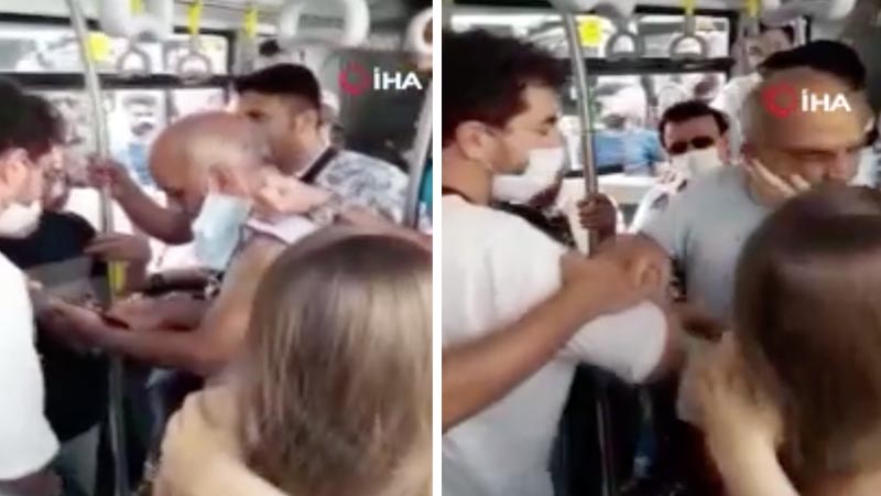 Metrobüste bir kadın, izinsiz fotoğraflarını çeken tacizciye tokat attı 