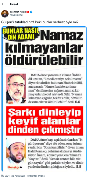 Mehmet Aslan: Gülşen’i tutukladınız! Peki bunlar serbest öyle mi?