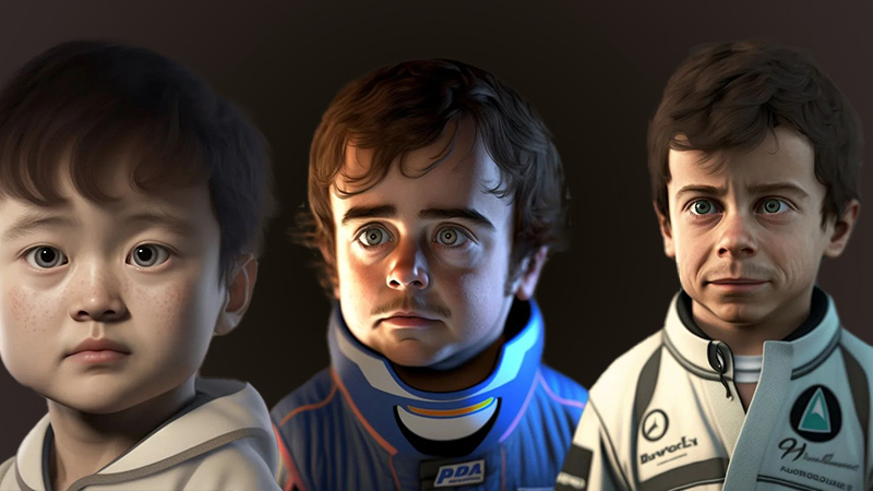 'illustrablues' isimli İnstagram kullancısı, F1 pilotlarının ve Mercedes takım kaptanı Toto Wolf'ün çocukluk hallerini çizime döktü.