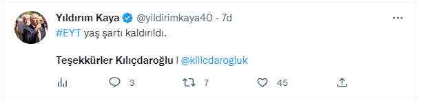 Erdoğan EYT'de düzenlemesini duyurdu, Twitter'da akım başladı: Teşekkürler Kılıçdaroğlu!