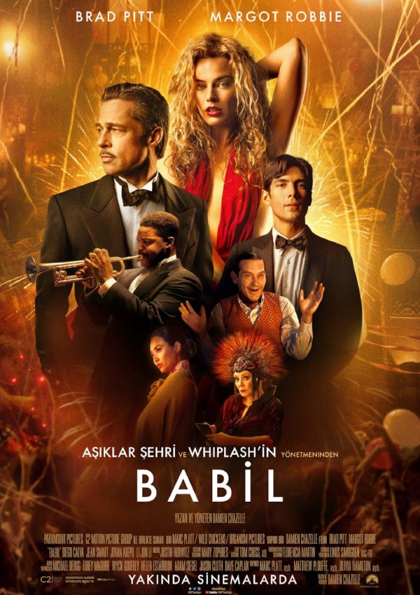 Babil: Brad Pitt ve Margot Robbie'li Babylon, 1920'li yılların Los Angeles'ında, sinemanın sessiz dönemden çıkış sürecinde adından söz ettiren bir aktör ile gözünü yıldız statüsüne dikmiş hırslı bir aktris adayının gözünden o dönemki Hollywood'un her manadaki aşırılığını epik bir dille ele alıyor. | Kaynak: Box Office Türkiye