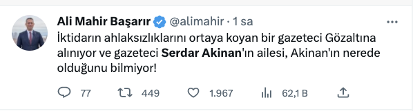 Serdar Akinan’ın gözaltına alınması sosyal medyanın gündeminde: “Yayınları, söyledikleri nedeniyle mi gözaltında?”